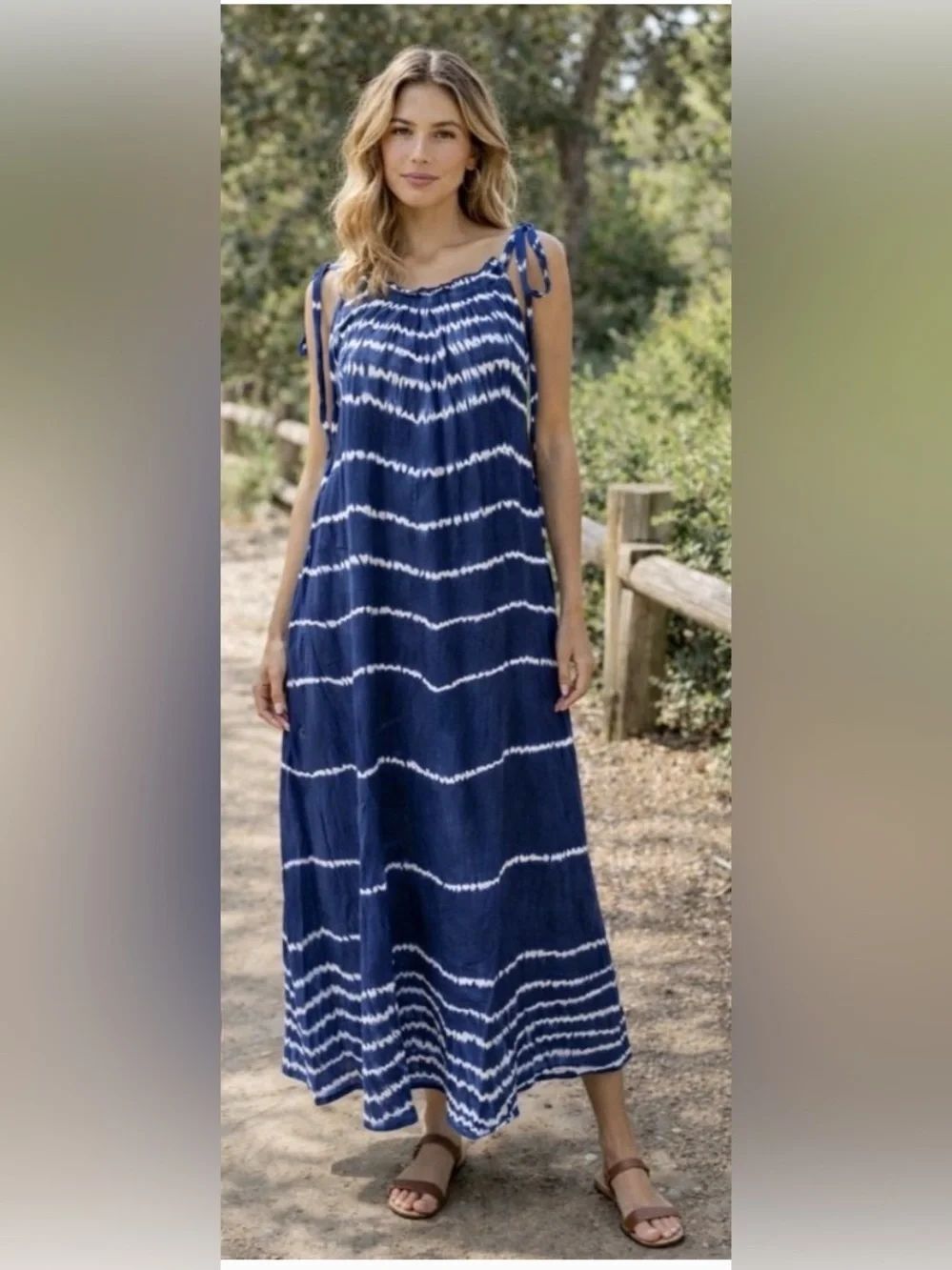 Ex Voto Vintage Maxi Blue Tie Dye Iris Sundress Boho Style